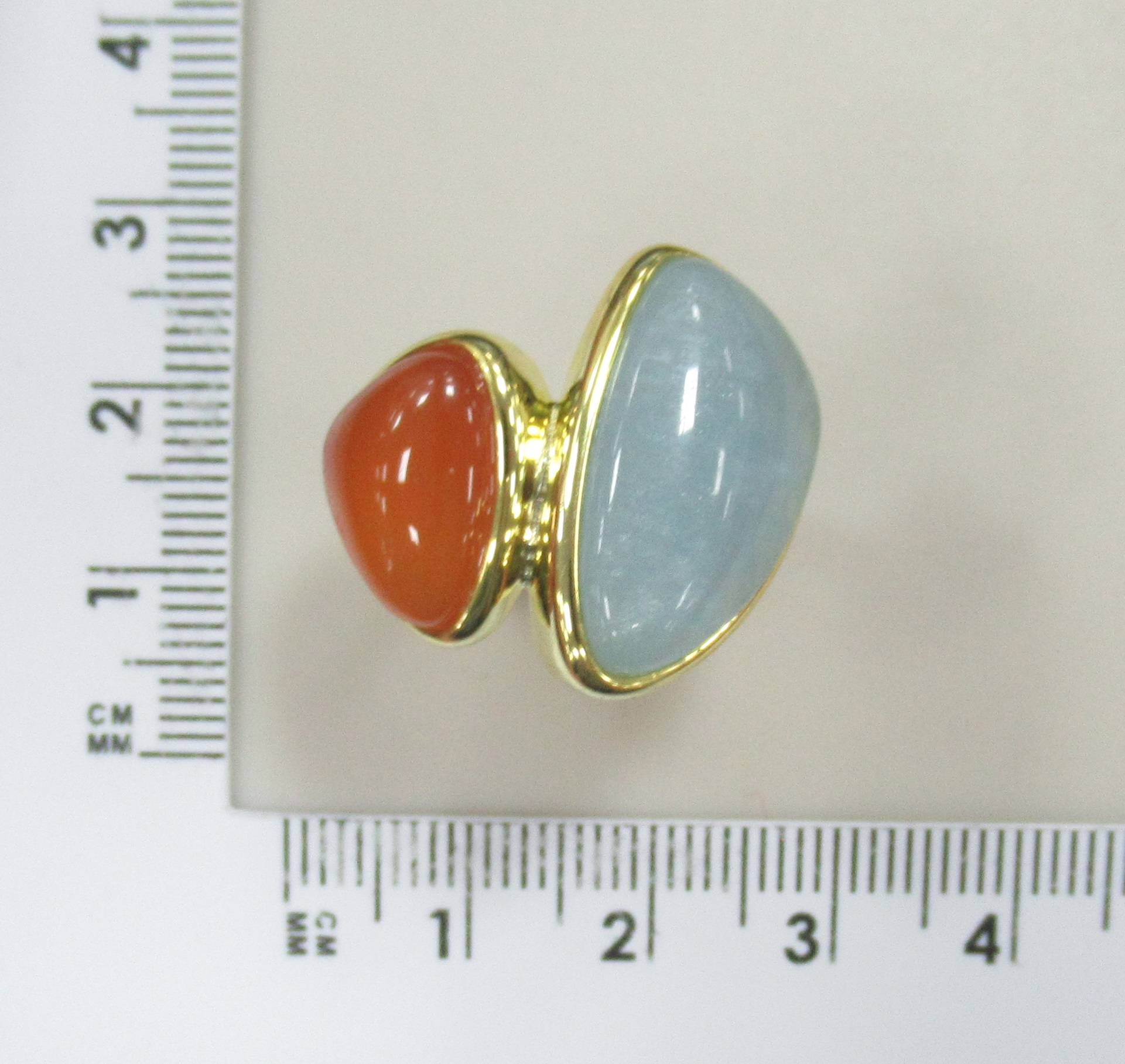 Серебряное кольцо с аквамарином и халцедоном